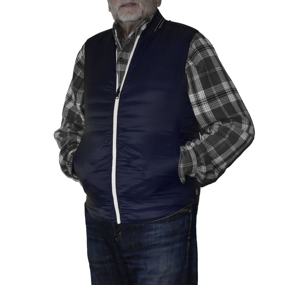 NEW MARINE LAYER Vail Dusty Olive/Navy Reversible Down Puffer Vest Size S $145 - Picture 2 of 9